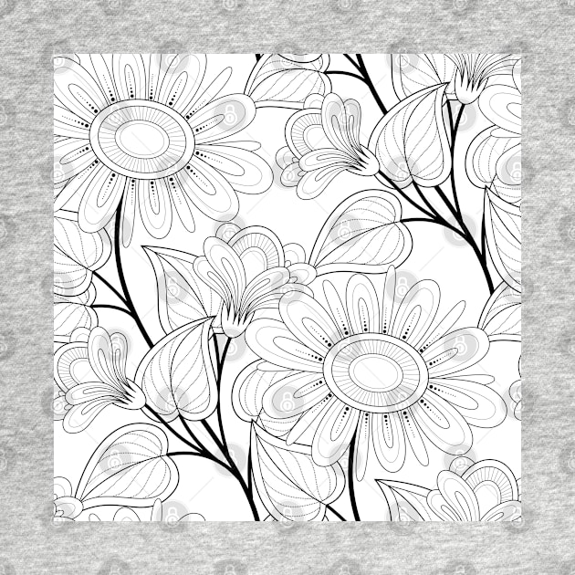 Non Colored Pattern with Floral Motifs by lissantee